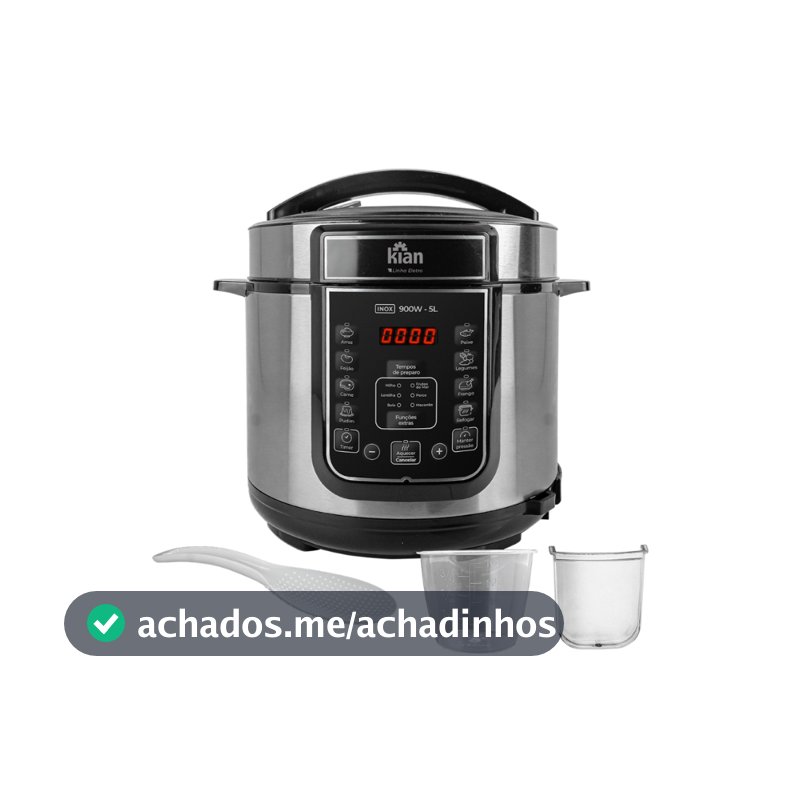 Panela de Pressão Elétrica Kian 5 Litros 900W 127V  Inox/Preto PPE-101