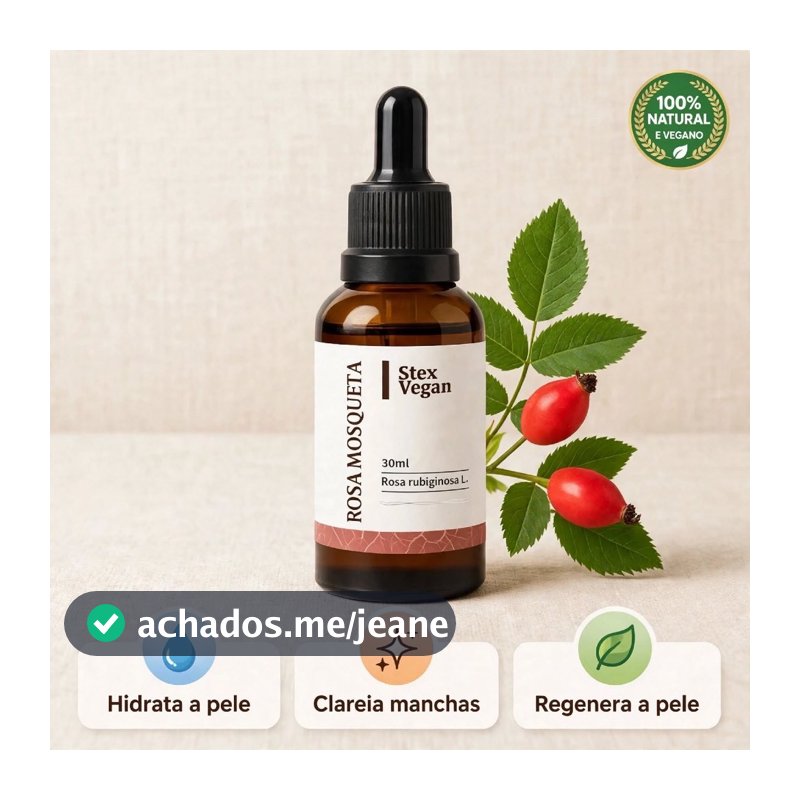Óleo de Rosa Mosqueta Rubiginosa 100% Puro Stex Vegan 30mL - Extração a Frio do Chile