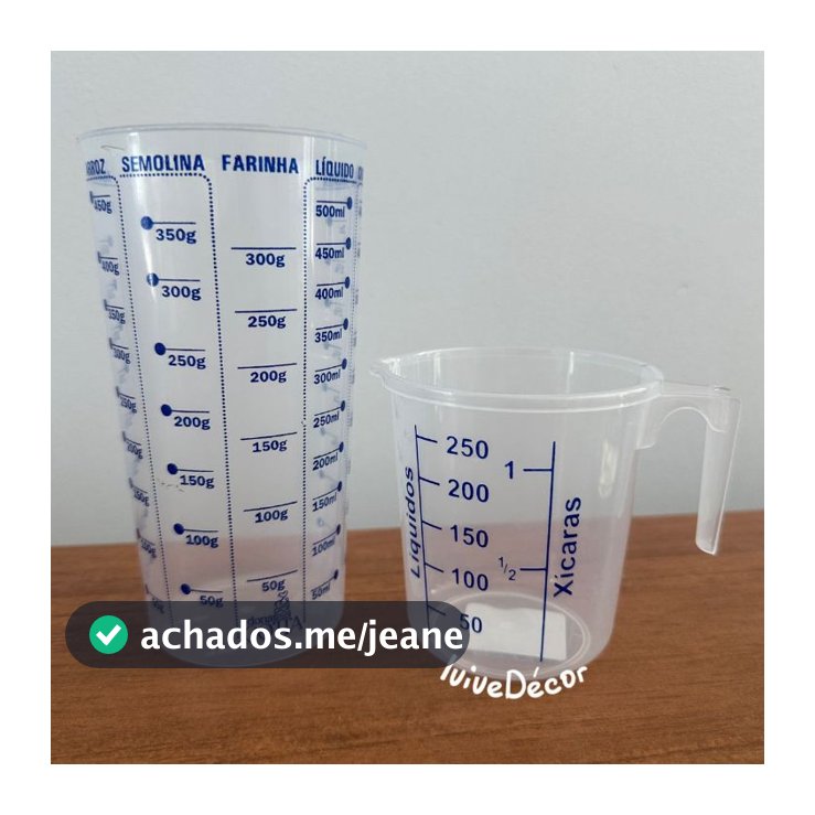 Kit Copo Medidor Plástico 500 ml e Jarra Medidora 250 ml em Plástico Transparente