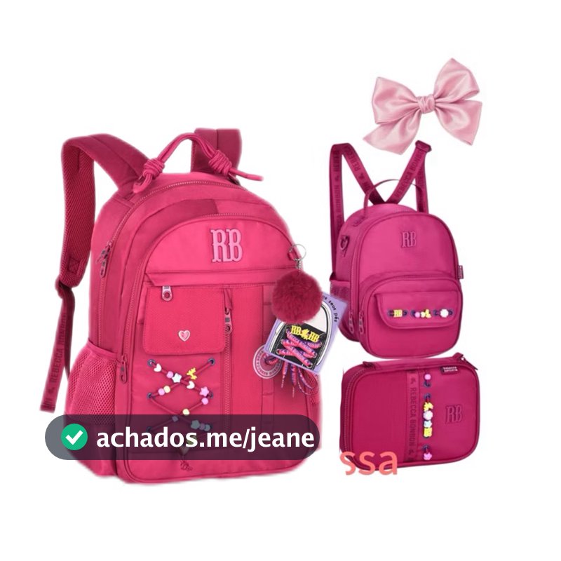 Kit Rebecca Bonbon mochila lancheira e estojo, e só mochila RB
