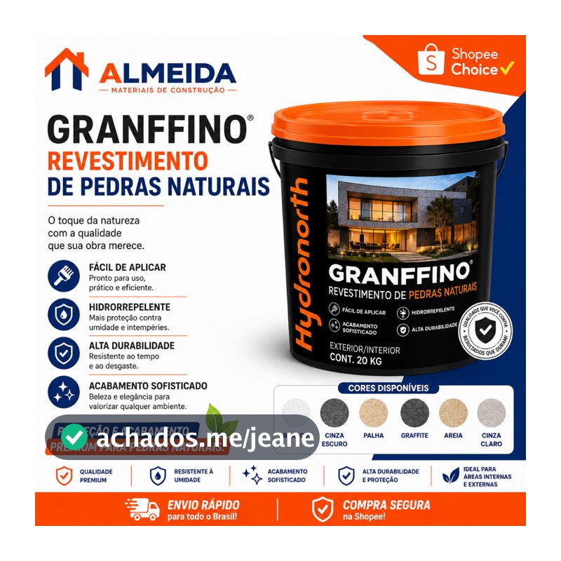 Revestimento Textura Granffino Pedras Naturais 20Kg  Hydronorth Diversas cores