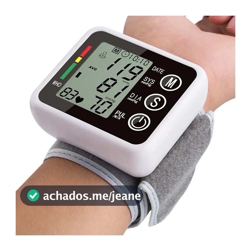 Medidor de Pressão Digital de Pulso com Voz e Tela LCD