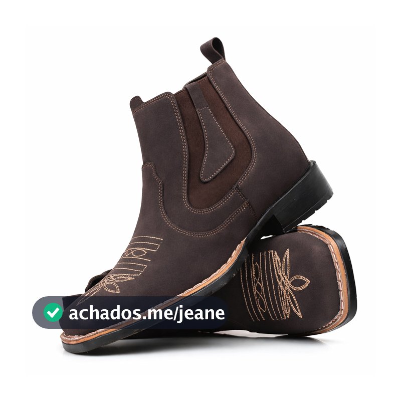 Botina Country Masculina Bico Quadrado Texana Masculino Bordado Solado Costurado Estilo Western