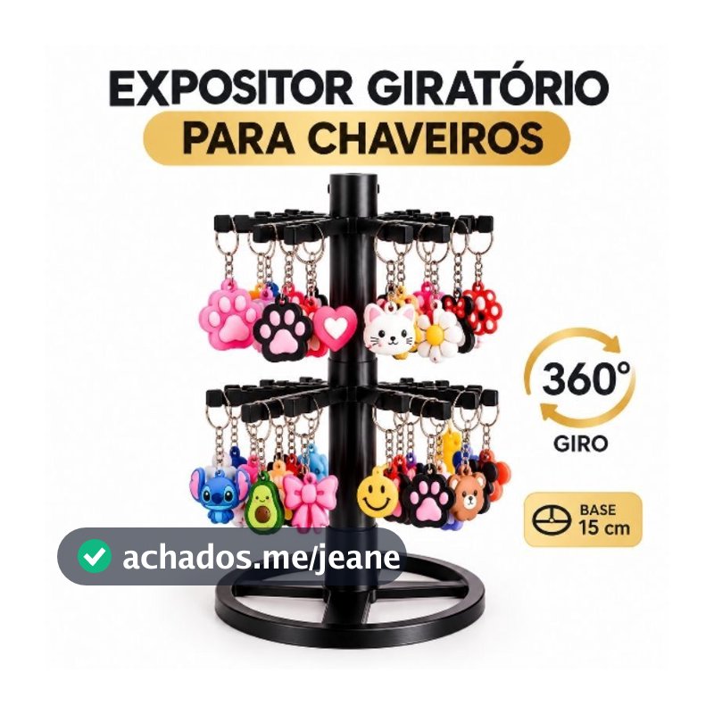 Expositor Giratório para Chaveiros 360° 1 e 2 Andares | Padrão e MAX | Base 15cm | Impressão 3D