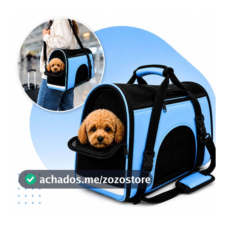 Bolsa Pet De Transporte De Avião Cachorro Gato - Azul