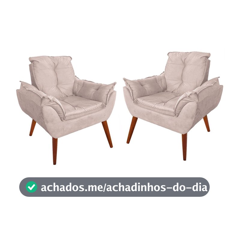 Kit 02 Poltrona Opala Decorativa Sala Quarta Suede Premium Várias Cores Para Amamentação, Recepção