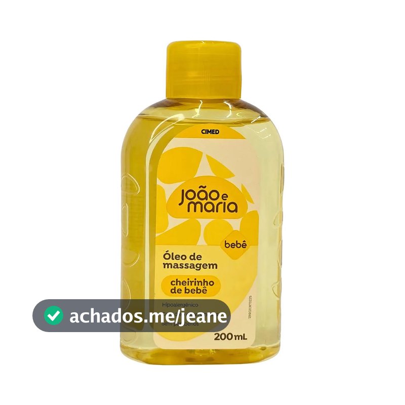 Óleo de Massagem João e Maria Cheirinho de Bebê 200ml