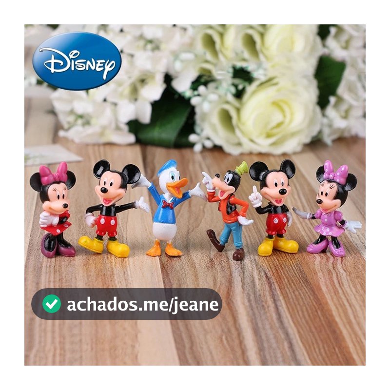 Kit com 6 Bonecos - Disney Mickey Mouse e Minnie Figuras de PVC para Crianças, Decoração de Bolo de Aniversário