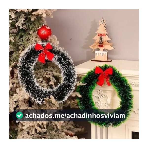 Guirlanda De Natal Enfeite 25Cm Festão Nevada Verde Ou Verde Com Laço Vermelho Para Porta