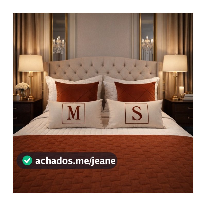 Kit 2 Almofadas Personalizadas com Inicial | Bordado em Suede Luxo | Decoração Quarto Casal e Solteiro