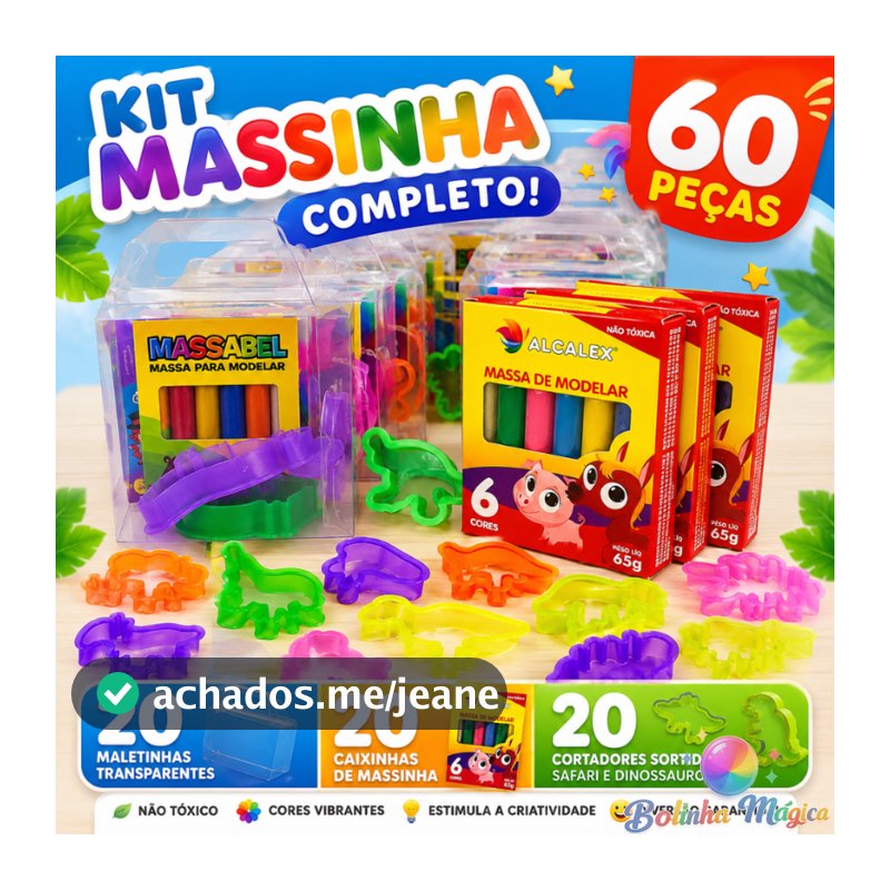 KIT 20 Maletinha Transparente + 20 Cortadores+ 20 CX Massinha Modelar Lembracinha Junina Prenda