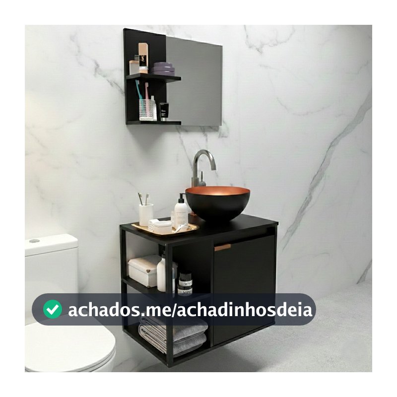 QUEIMA DE ESTOQUE - Kit Completo com Gabinete Retrô Industrial para Banheiro + Cuba
