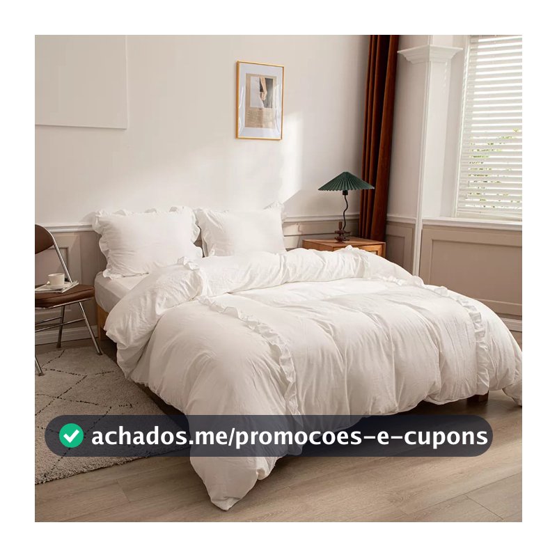 Capa Duvet Para Edredom Queen 3 Peças Com Babado 100% Algodão + Fronhas