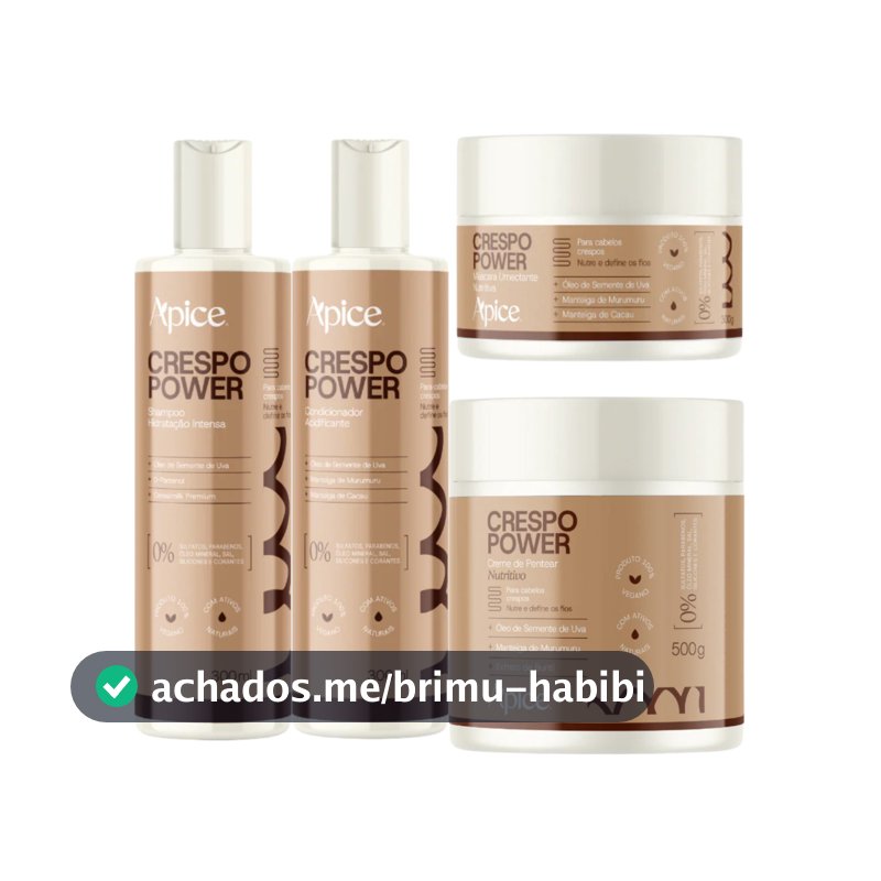 Kit Apice Shampoo Condicionador Máscara Hidratante Creme de pentear Crespo Power Hidratante 300ml