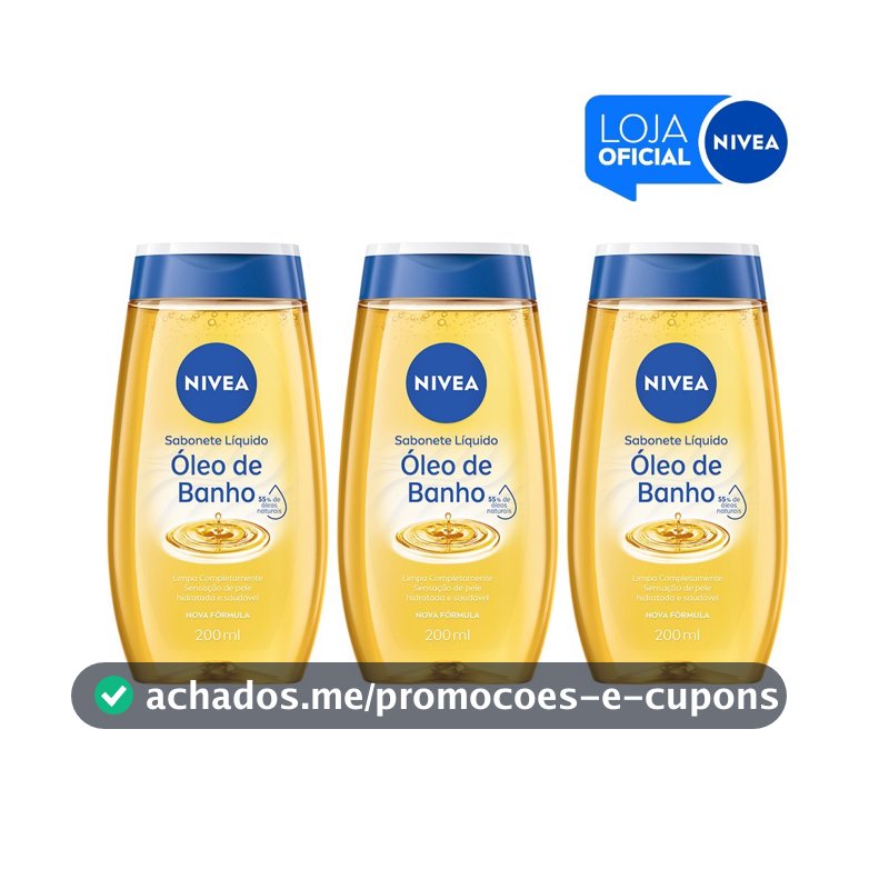 KIT - NIVEA Sabonete Líquido Óleo de Banho 200ml  - 3 unidades