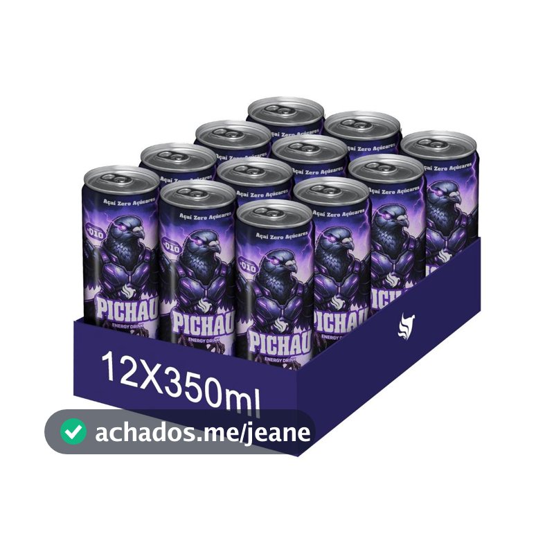 Pack Energético Pichau Açai Zero, 350ml, Sem Açúcar, Com 12 unidades