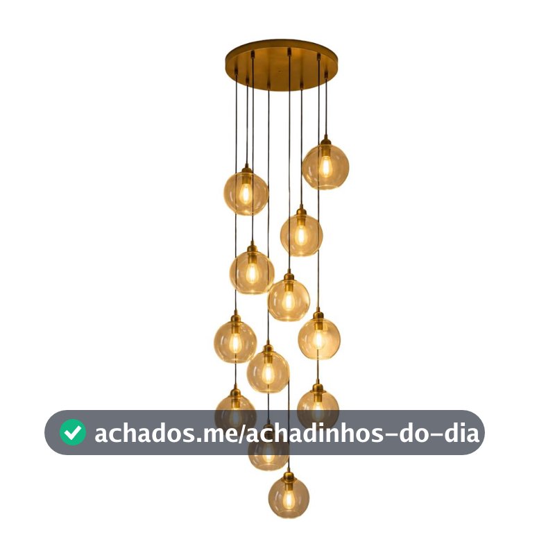 Lustre Pendente Luar 12 Globos Base 70 Cm Pe Direito Alto Luminaria De Teto Moderno Sala De Jantar