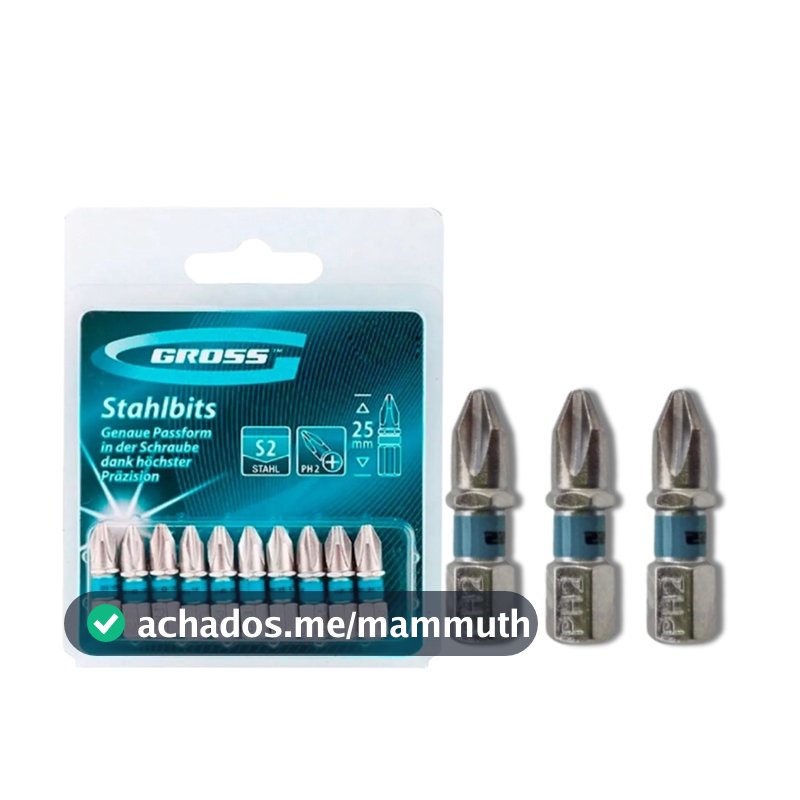 Jogo Bits Parafusadeira Magnético Philips Ph2 25mm Gross 10 Pcs Aço Ponta Philips Ponteira Imã 1/4