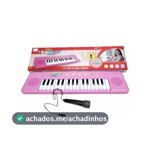Teclado Piano Infantil Com Microfone Rosa