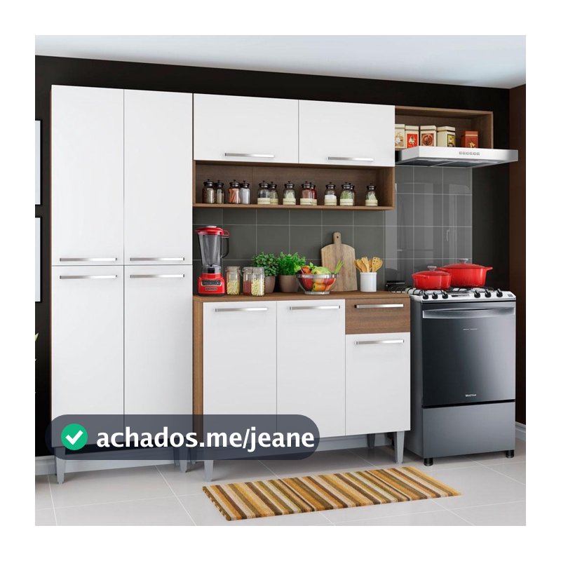 Armário de Cozinha Compacta Rustic/Branco Emilly Top Madesa