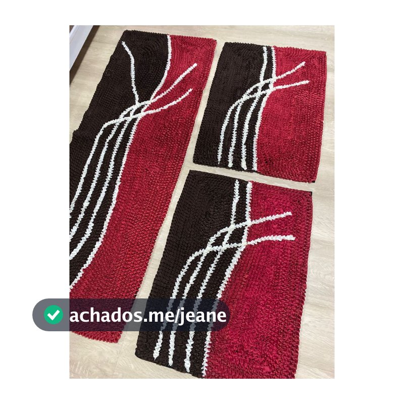 Tapete Para Cozinha Kit 3 PÇ Frufru Tecido Helanca Fundo Antiderrapante Tapete Sala Quarto