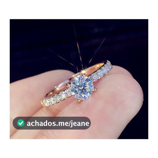 Anel Solitário Banhado A Ouro 18k Com Zircônia Folheado Noivado