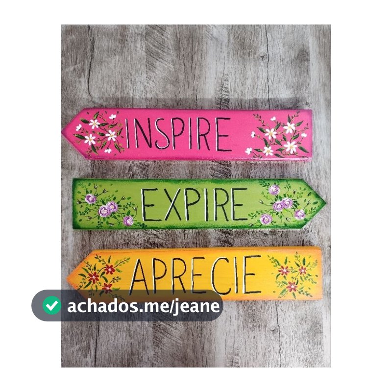 kit com 03 placas decorativas para jardim