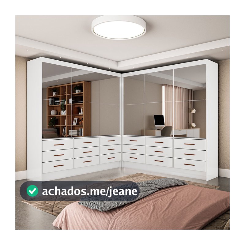 Closet Sevilha 6 Portas Casal Duplo Premium 18 Gavetas Carioca Moveis