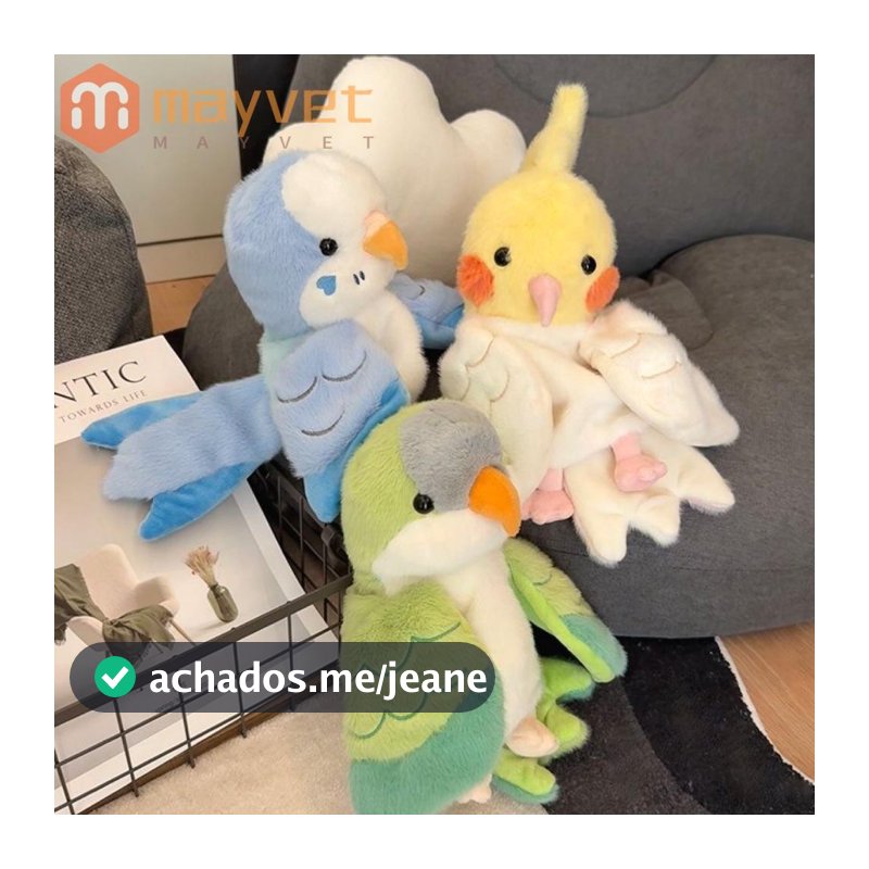 MAYVET Fantoche De Mão De Pelúcia , Pássaro Calopsita Cosplay Boneca Periquito Monge 20cm Adereços De Jogo Crianças