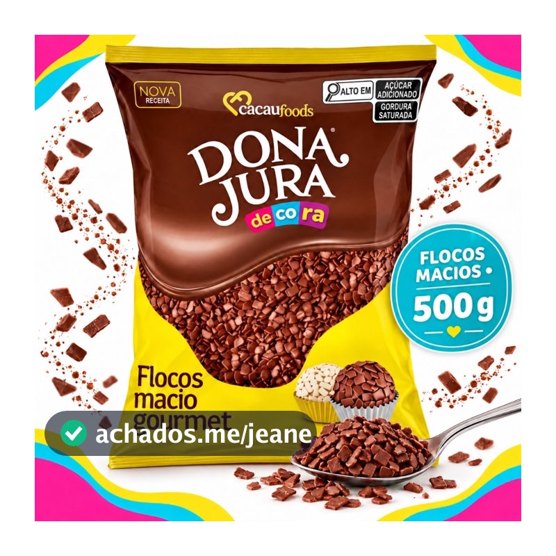 Flocos Macio Gourmet Dona Jura 500g Cacau Foods Brigadeiro Zero Lactose Sem Glúten