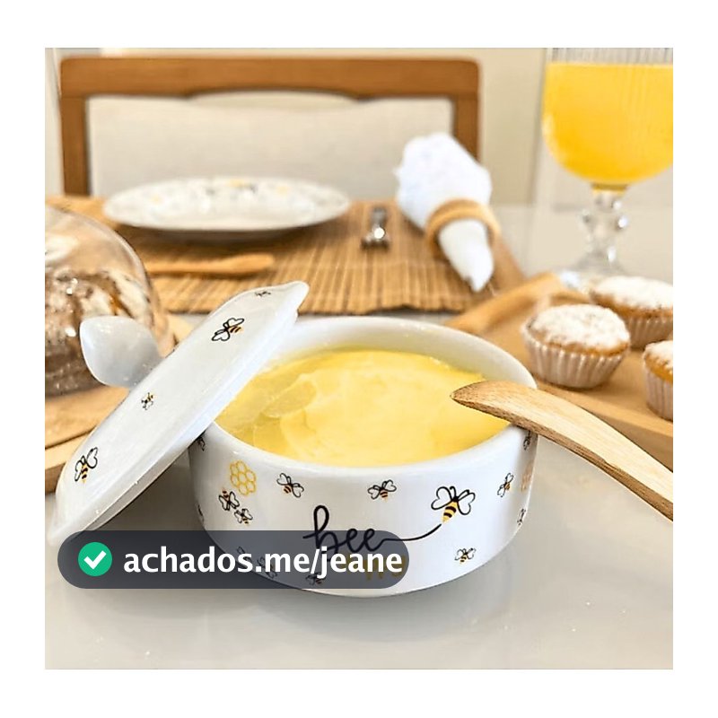 Manteigueira Porcelana Abelha Bee Branca Honey
