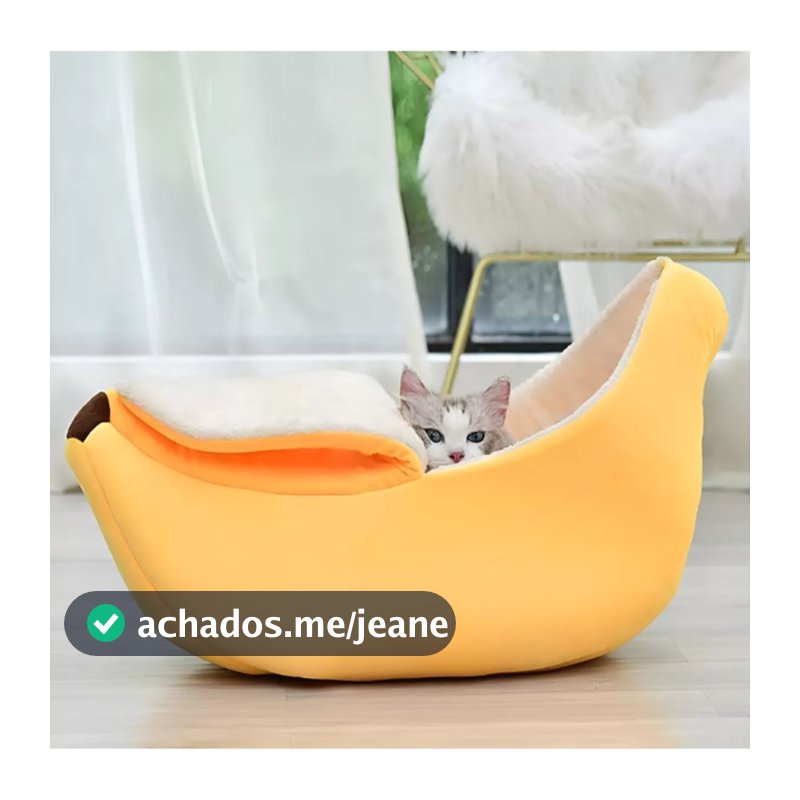 Cama Banana Gato Cachorro Pequeno Médio Confortável Pelúcia