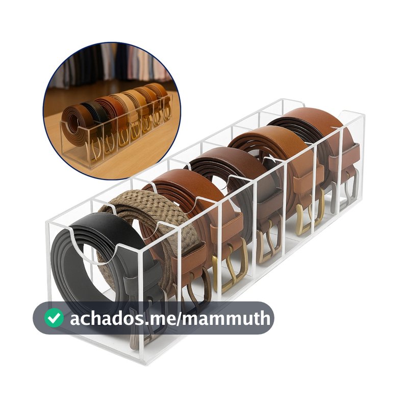 Suporte Expositor 7 Cintos Organizador Divisórias Armário Closet Loja Balcão Organizar