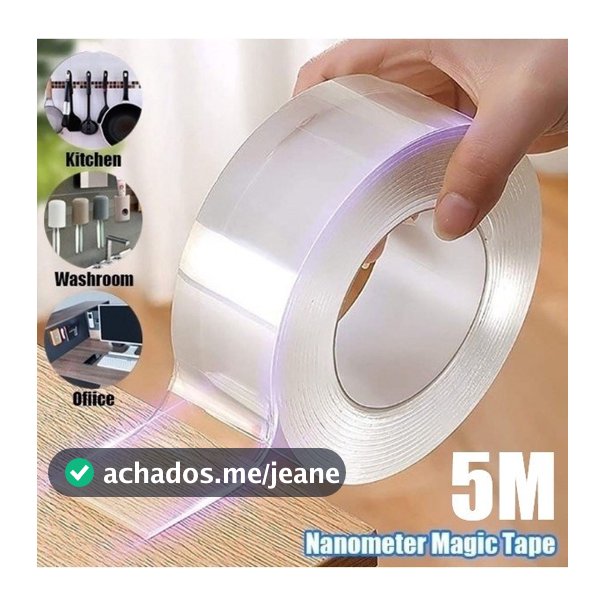 Fita Dupla Face Extra Forte Transparente NanoGel Silicone Mágica Adesiva Cola na Parede Móvel Porta