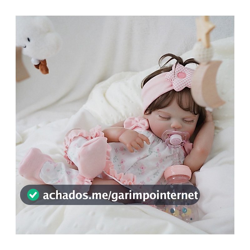 Bebê Reborn Boneca 100% Silicone 48cm Menina Olho Fechado Rosa