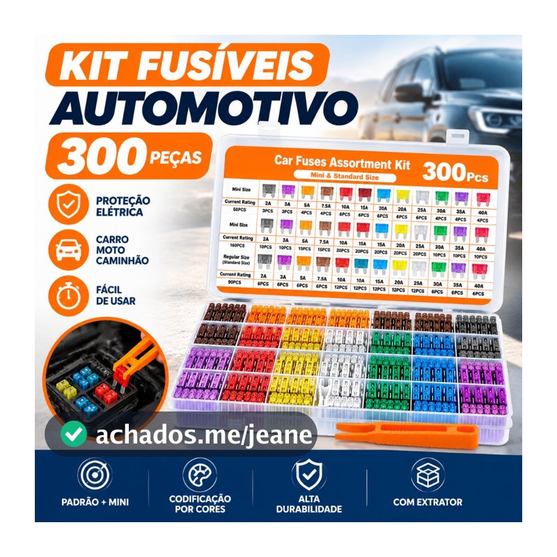 300Pcs Conjunto Sortido Perfil De Tamanho Médio Lâmina Fusível Carro Auto Caminhão 2-40A Com Caixa Clipe