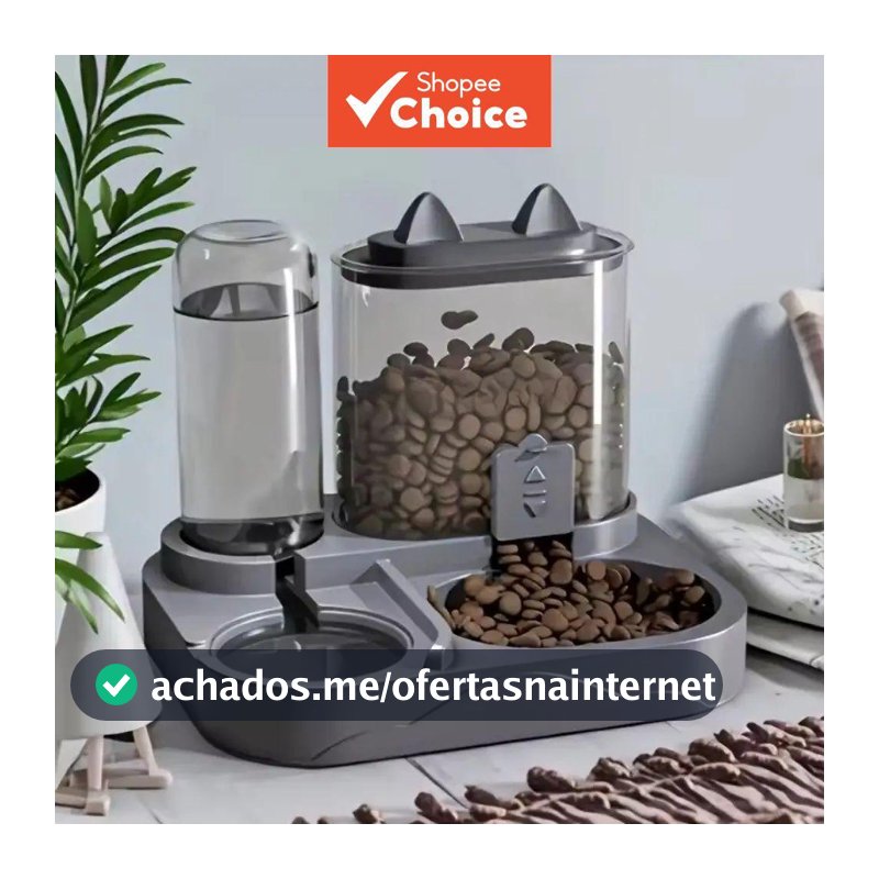 Dispensador automático de ração e fonte de água combinados, grande capacidade para armazenamento e distribuição de