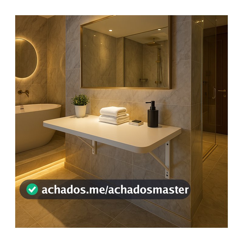 Mesa Dobravel Retratil de Parede Suspensa Borda Redonda 90Cm 100Cm 120Cm Para Banheiro Quarto Sala Cozinha