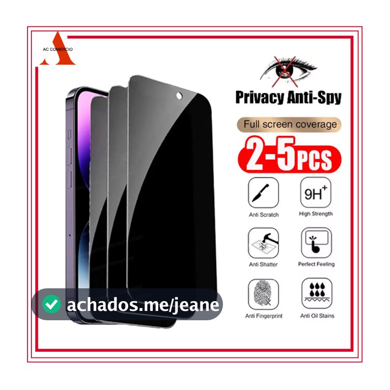 Kit 2 Película de Vidro 3D Privativa Anti Spy Para IPhone Todos Modelos Privacidade Para Ios XS XR 11 12 13 14 Pro Max