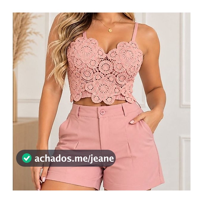 ✨ CONJUNTO FEMININO CROCHÊ FLORAL ALFAIATARIA