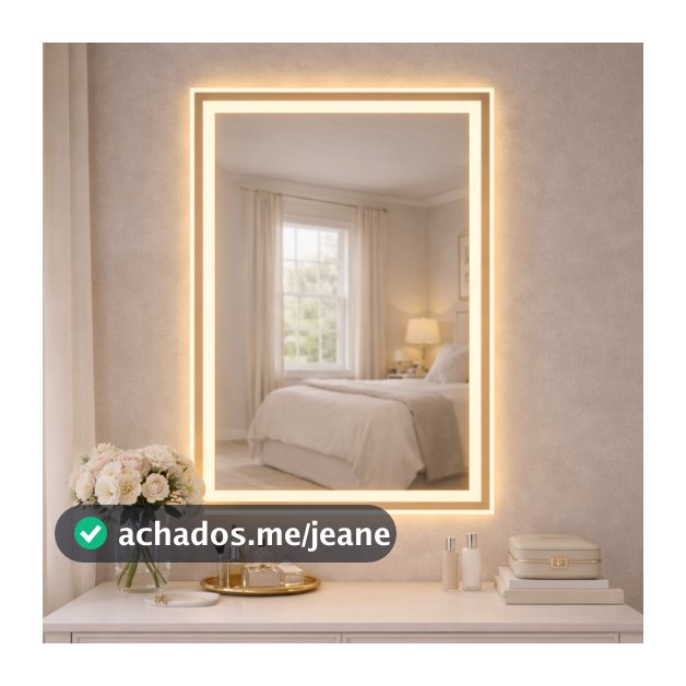 Espelho Retangular Jateado com 3 Cores LED Touch Vertical Decorativo de Parede