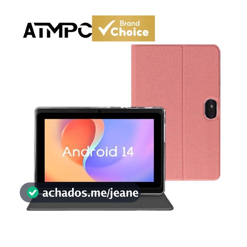 Tablets Android 14 ATMPC de 7 polegadas, armazenamento de 16 GB (expansível até 256 GB), tela sensível ao toque IPS HD