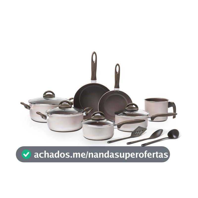 Jogo de Panelas Brinox 10 Peças Ceramic Life Nevada Champanhe