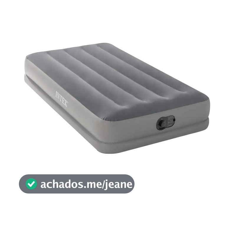 Colchão Inflável SOLTEIRO Intex Dura Beam Fiber Tech Cinza com Bomba USB embutida #64112