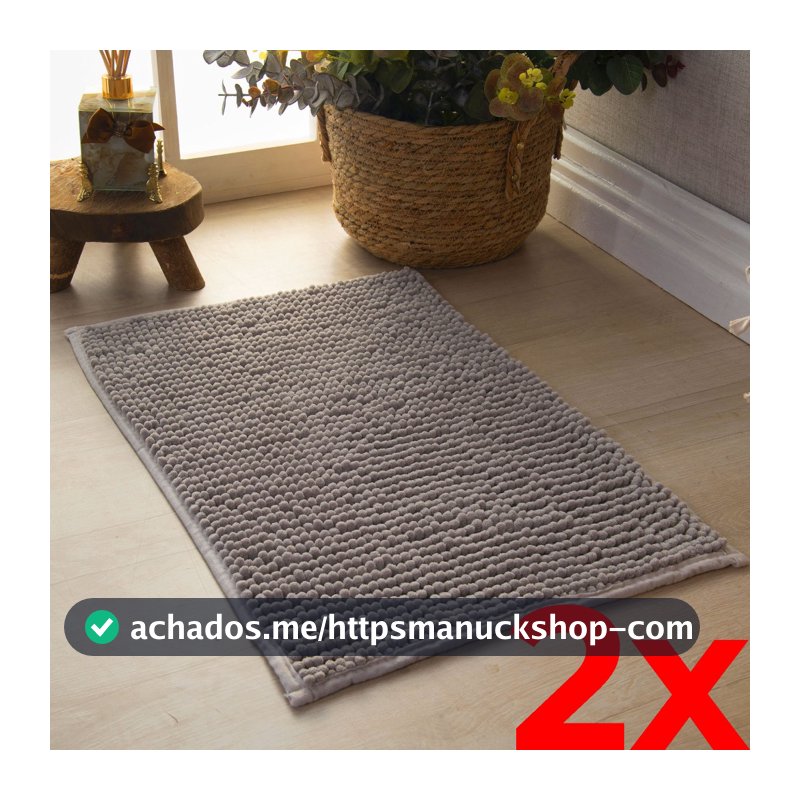 Kit 2 Tapetes De Banheiro Bolinha Popcorn Antiderrapante Chenille Macio Lavável