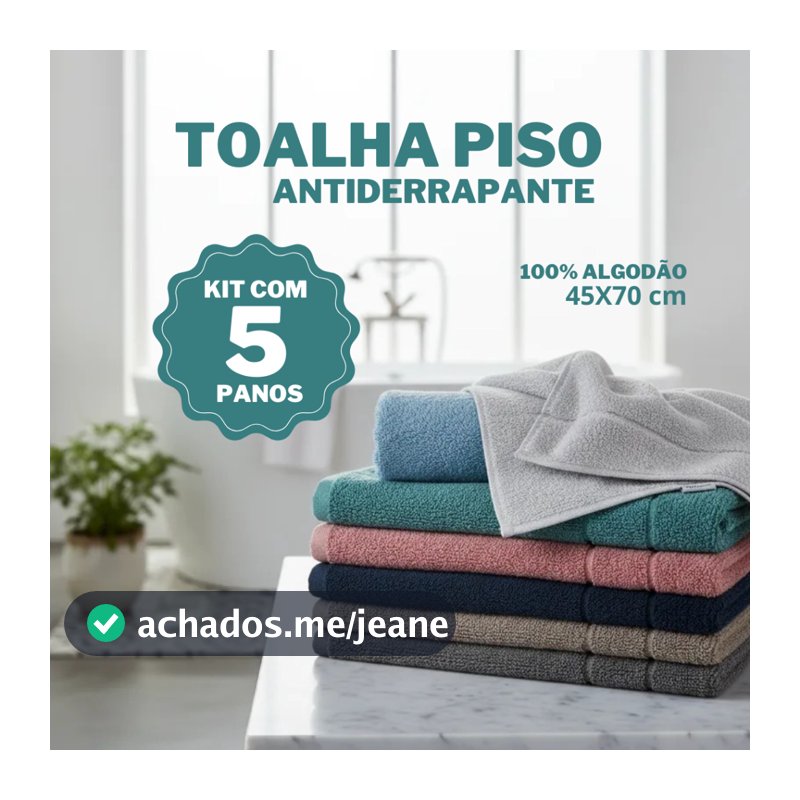 Kit 5 Toalhas de Piso Luxo antiderrapante Tapete p/ Banheiro