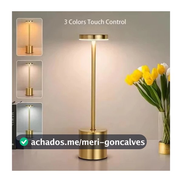 Luminária de Mesa Candeiro Dumbbell Touch de Quarto Luxuosa 3 Tons de Led