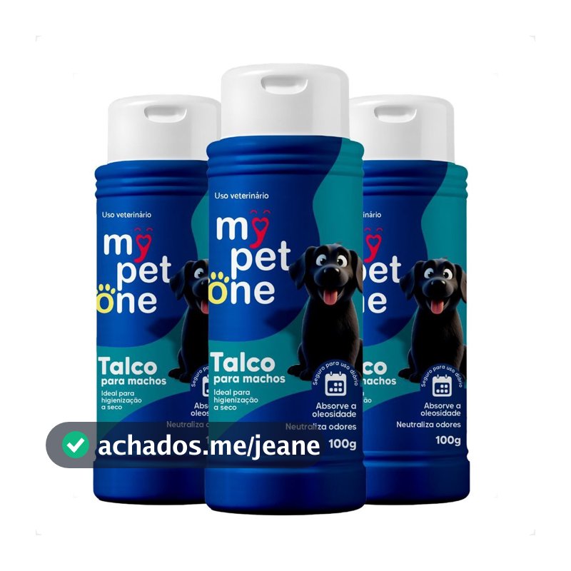 Kit 3 Talco Higienico Perfumado 100G Para Cães Macho Mypetone