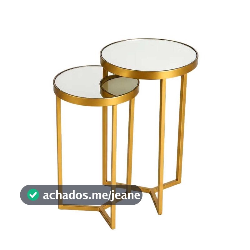 conjunto de 2 mesas de canto com espelho para decoraçao de sala e quarto