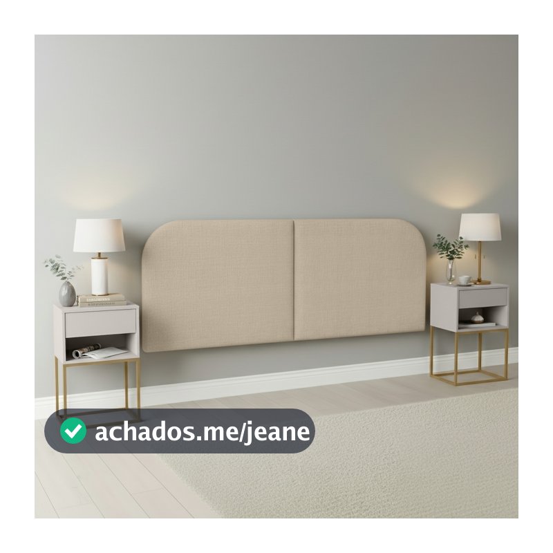 Kit Para Quarto de Cabeceira Linho e Bouclê Painel 2 Mesa de Cabeceira Industrial 1 Gaveta Lh Móveis
